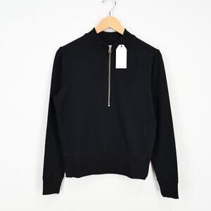 Universal Standard Zoe Half Zip Funnel Neck Top Sweatshirt Black 4XS 00/0 NWT
